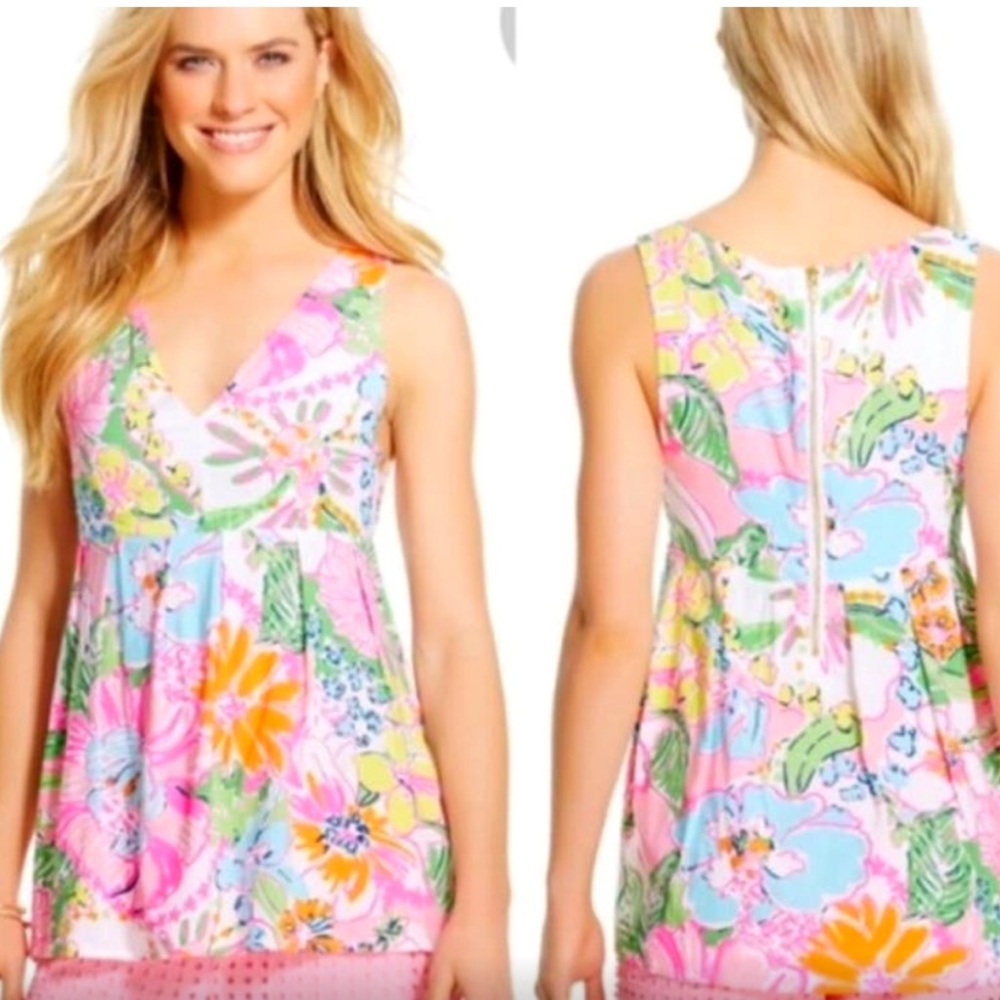 Lilly Pulitzer for Target Nosey Posey Bright Floral Babydoll Tank Sleeveless Top
